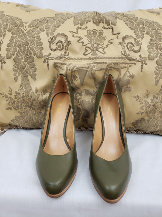 Nine West Leather Shoe - Olive Green