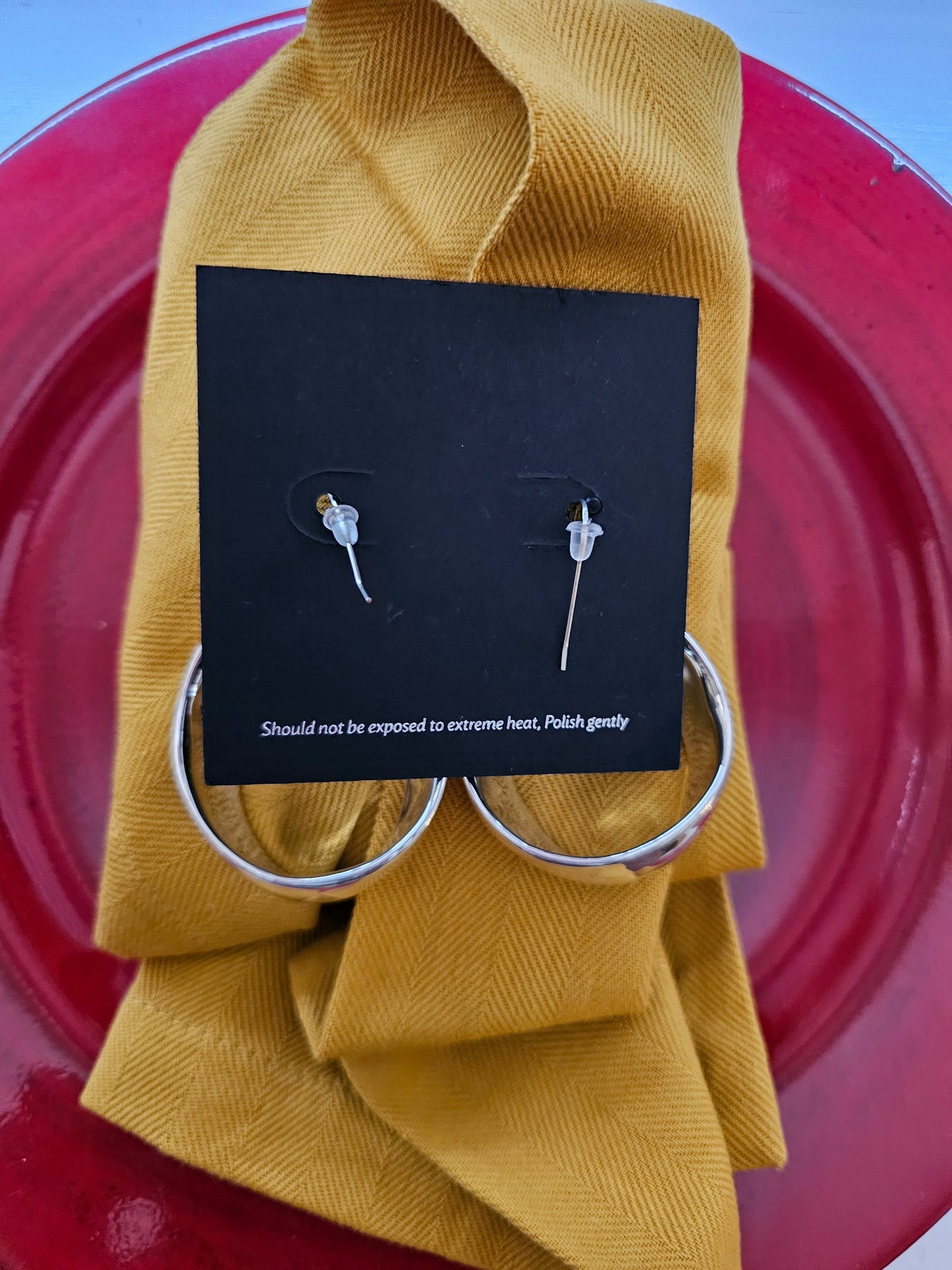 E&L Sterling Silver Earrings - Sterling Silver Electroform -  Dangle Hoop - Israel - New