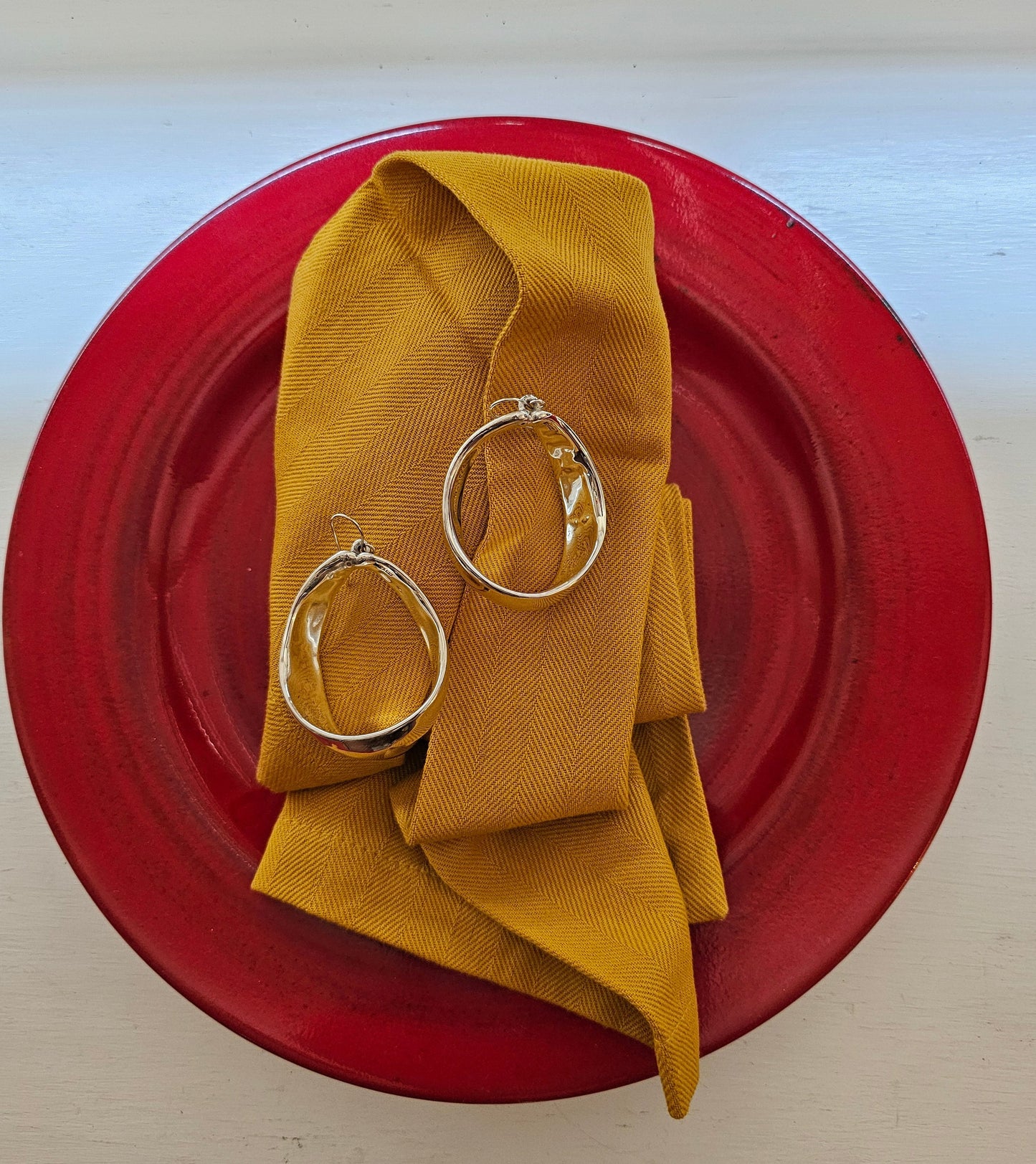 E&L Sterling Silver Earrings - Sterling Silver Electroform -  Dangle Hoop - Israel - New