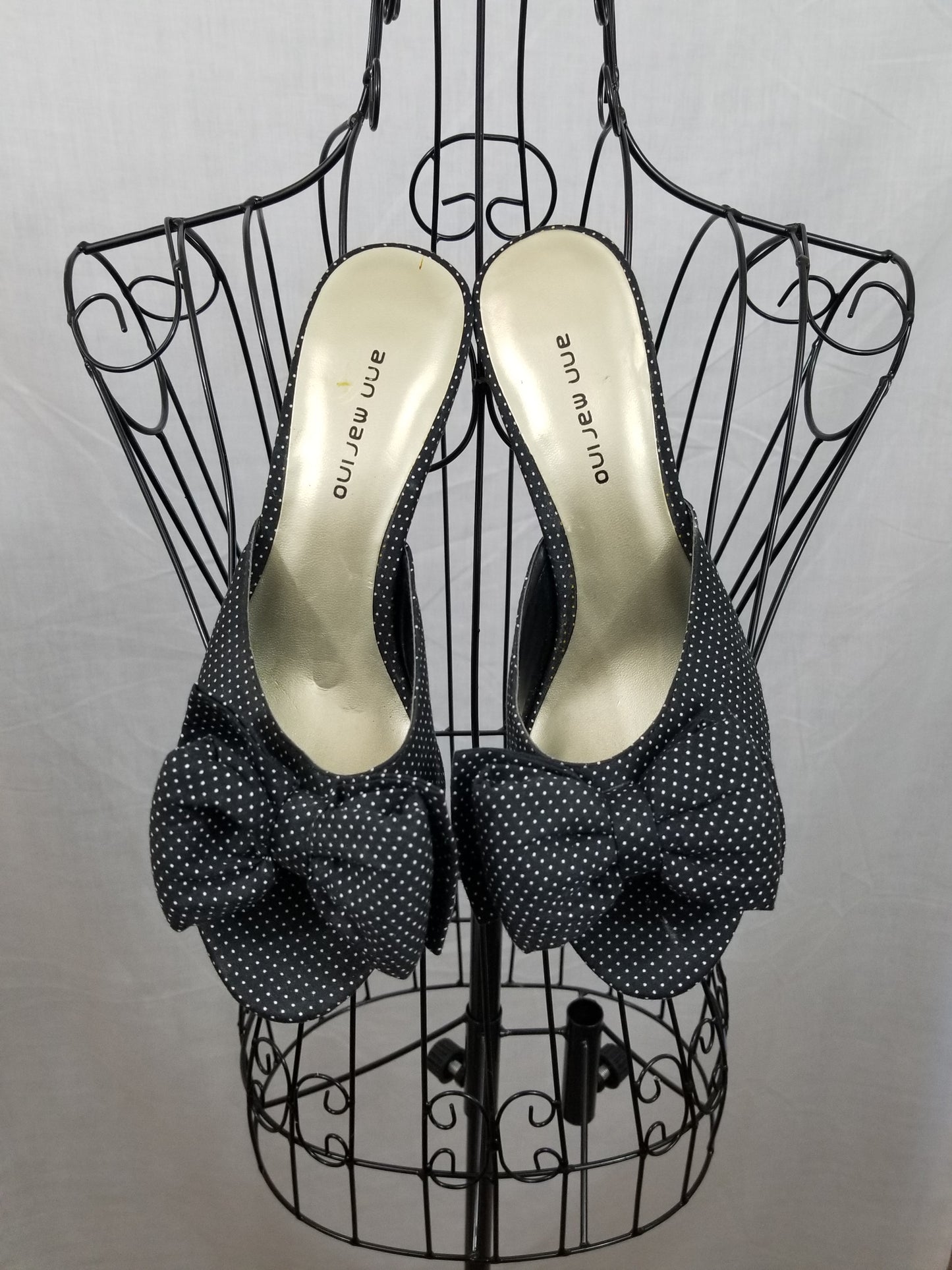 Black/White Polka Dot Mule Shoe