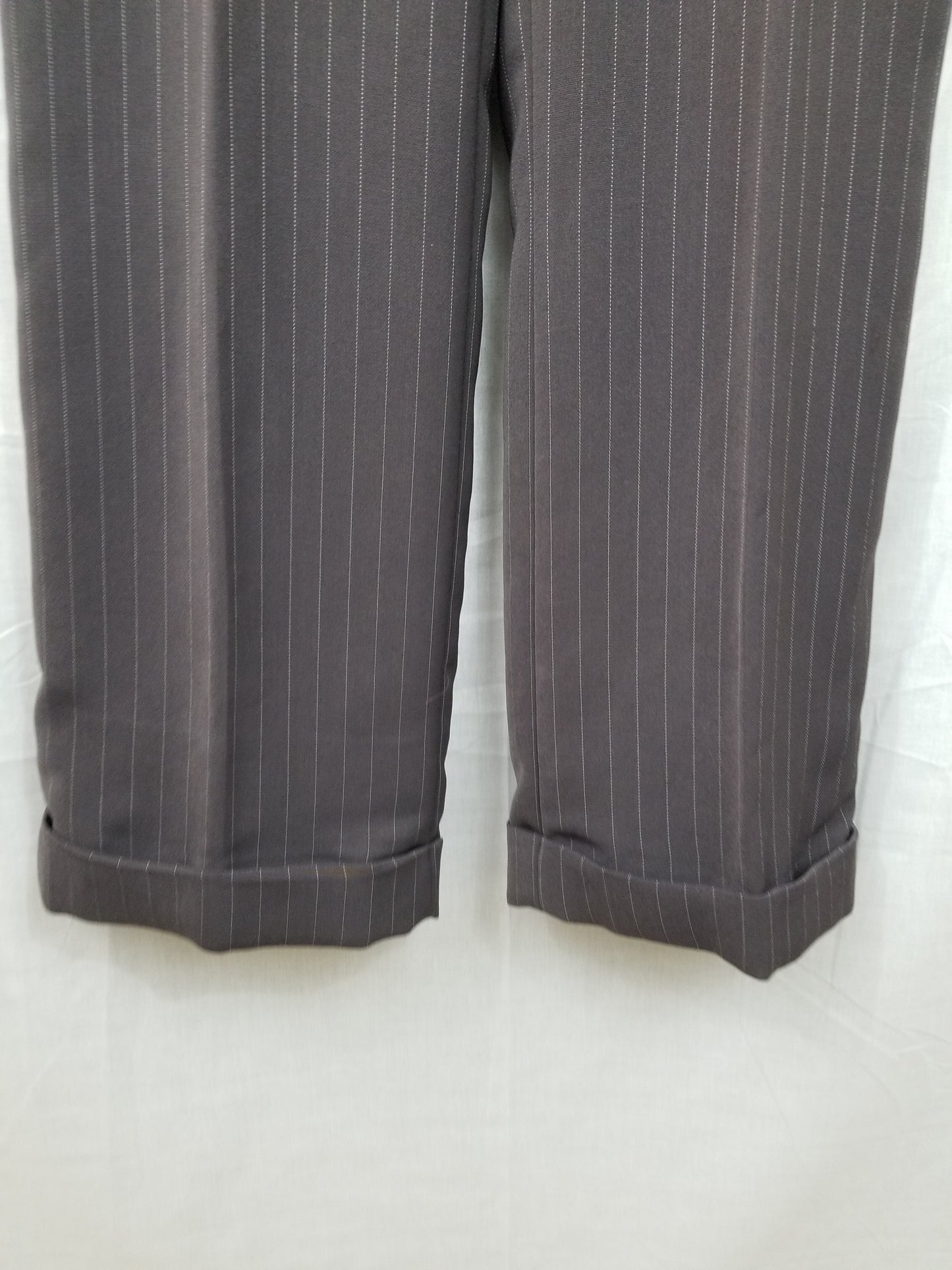 Brown Pinstripe Cuffed Slacks