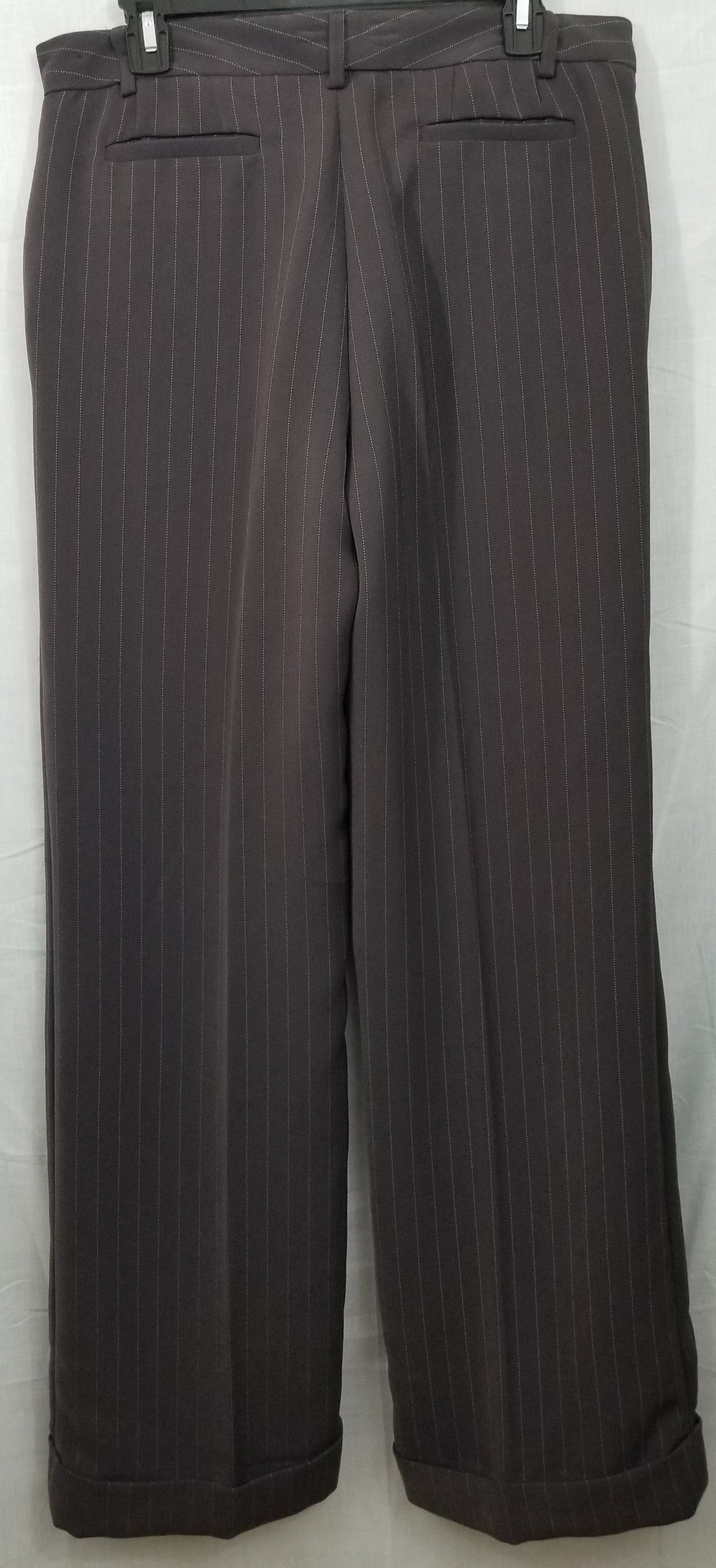 Brown Pinstripe Cuffed Slacks