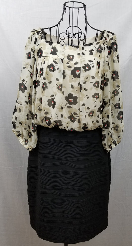 Danny & Nicole Red/Black/Beige Flower Dress