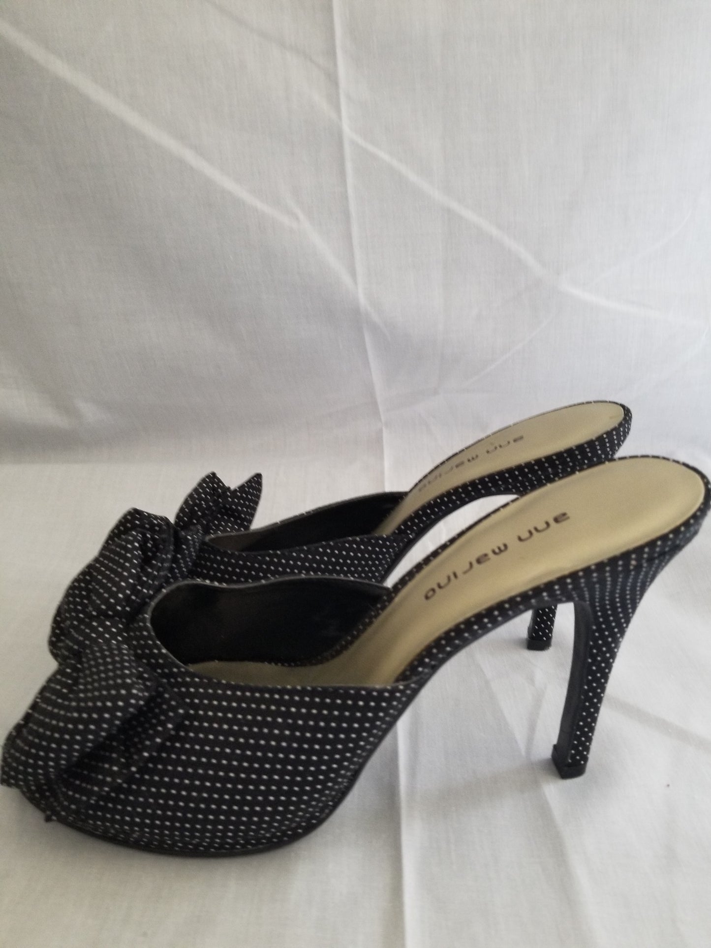 Black/White Polka Dot Mule Shoe