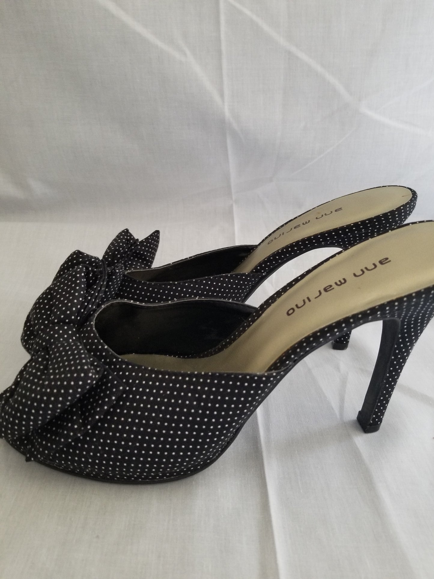 Black/White Polka Dot Mule Shoe