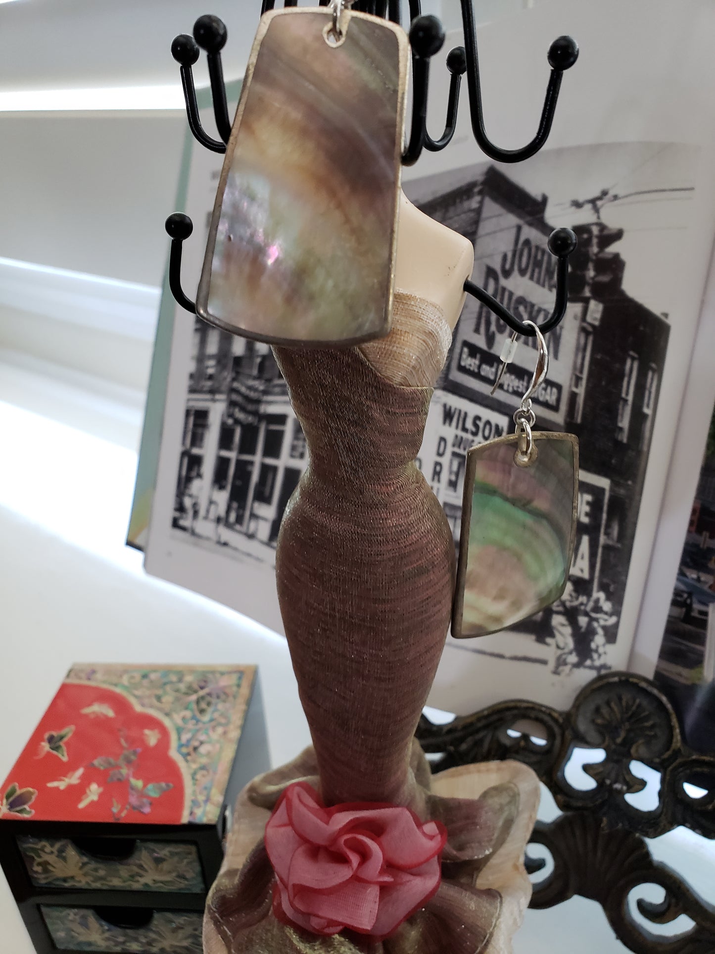 Hanging Square Mother of Pearl Earrings