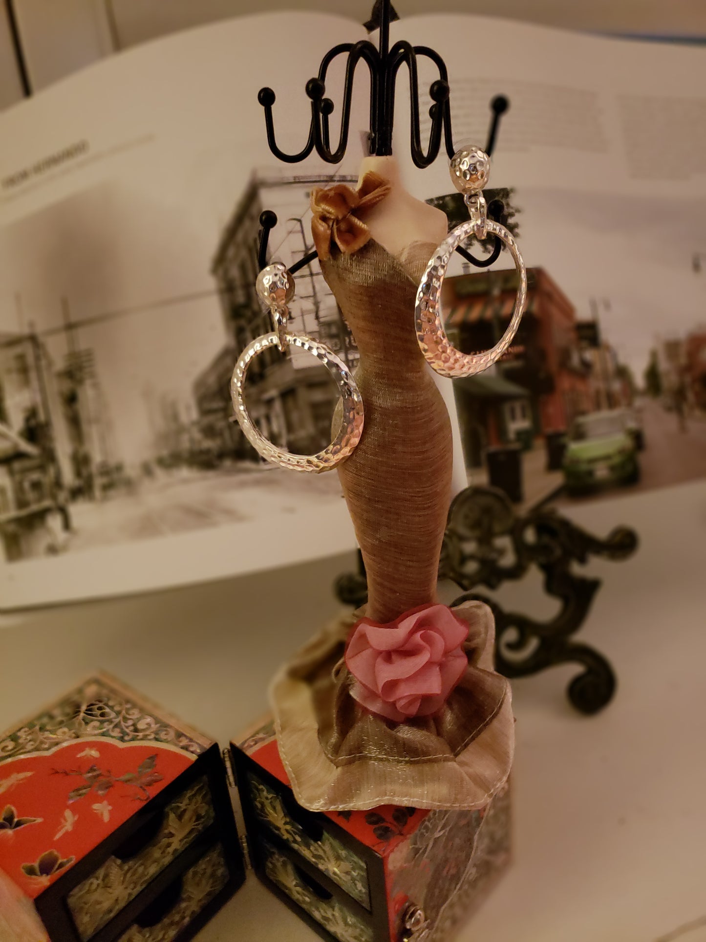 Silver Hammered Hoop Earrings