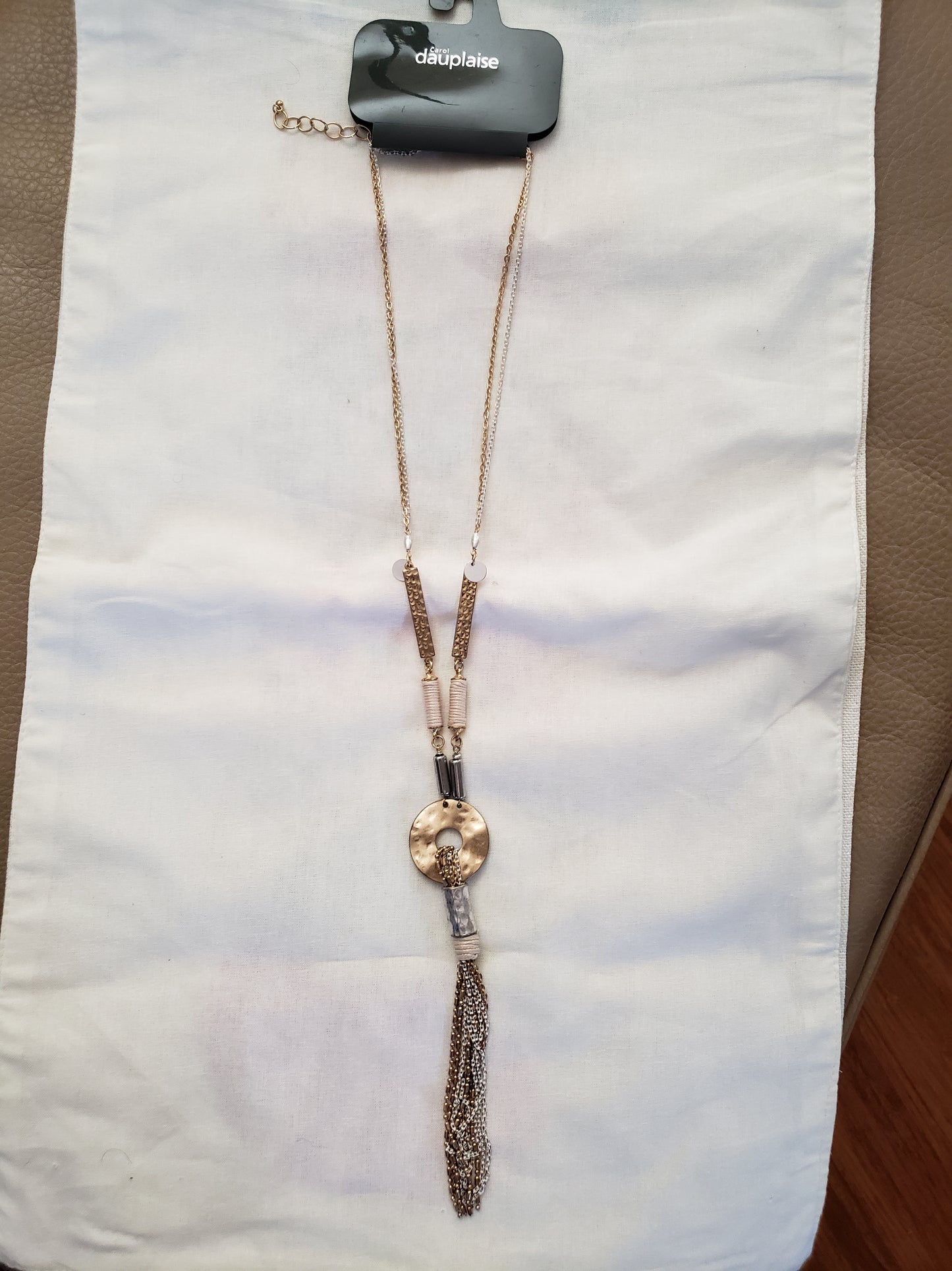 Carol Dauplaise Gold, Silver & White Necklace