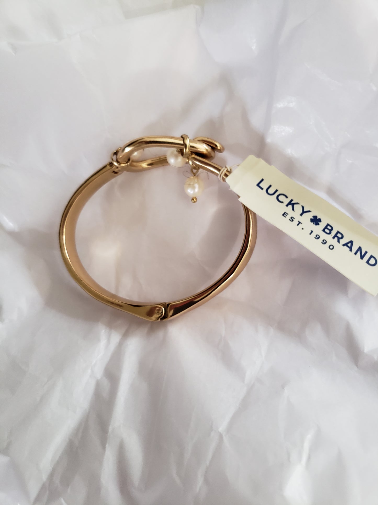 Lucky Brand Gold Tone Bracelet with Fresh Water Pearls - New