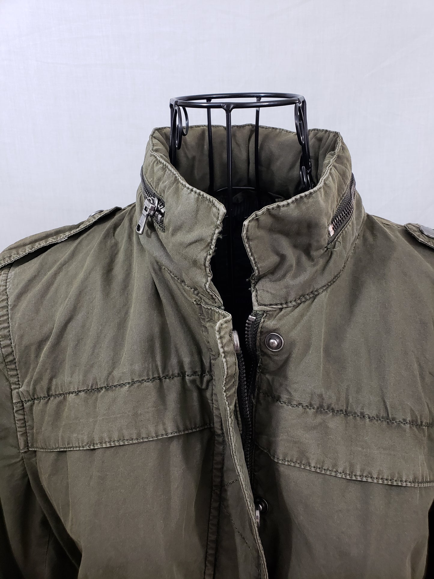 Levi Strauss & Co. Army Green Utilitarian Military Jacket with Hood - New