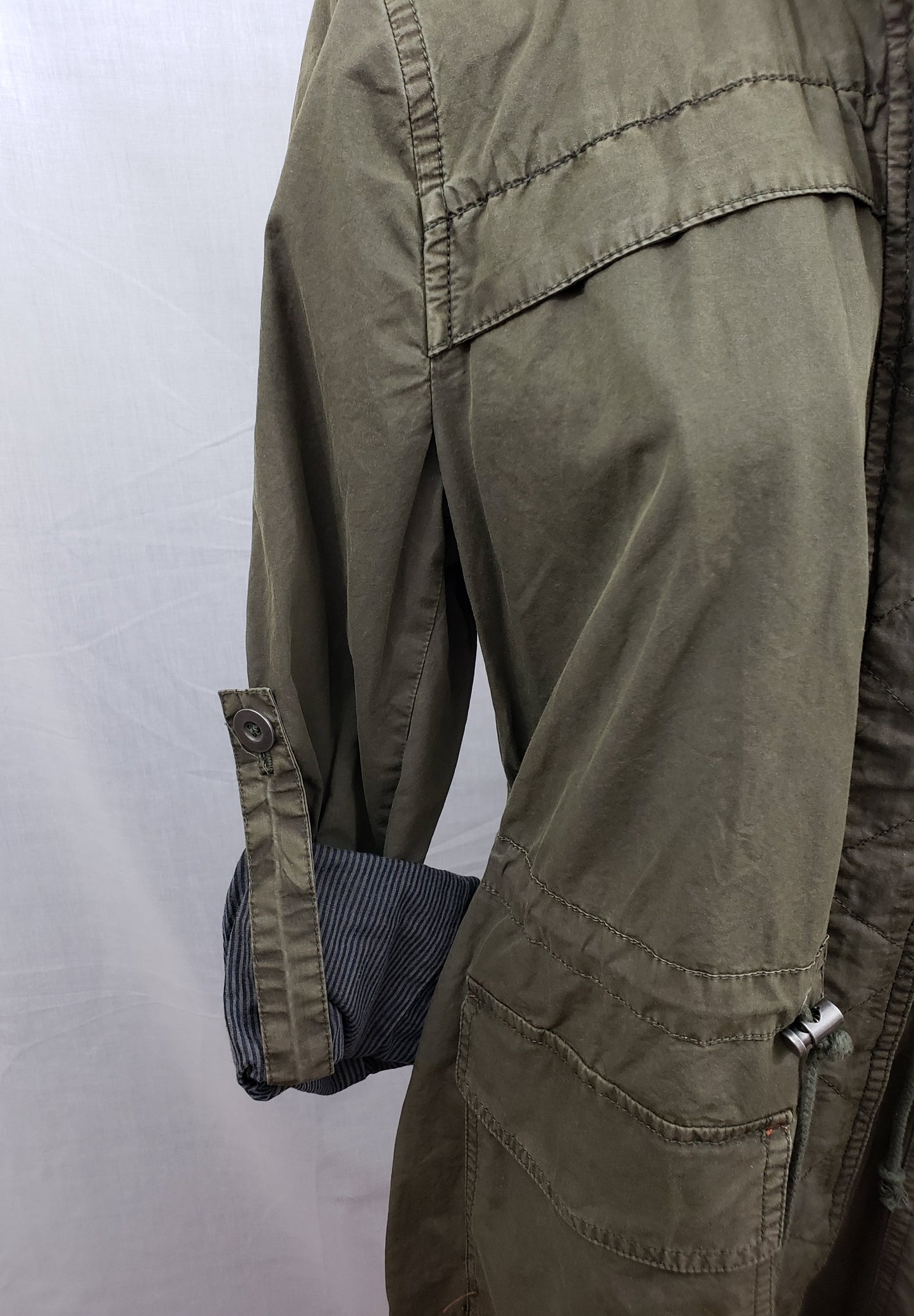 Levi Strauss & Co. Army Green Utilitarian Military Jacket with Hood - New