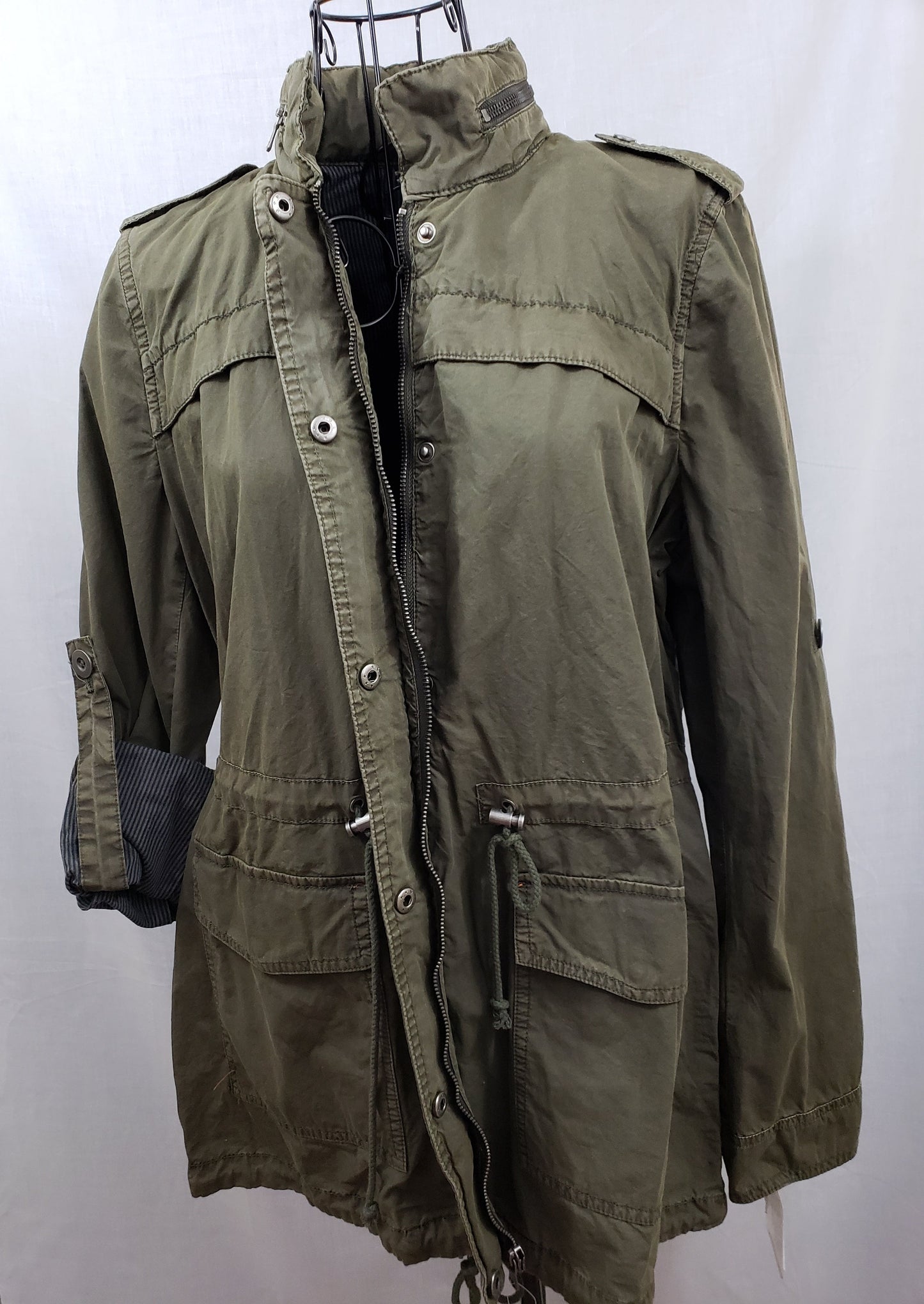 Levi Strauss & Co. Army Green Utilitarian Military Jacket with Hood - New