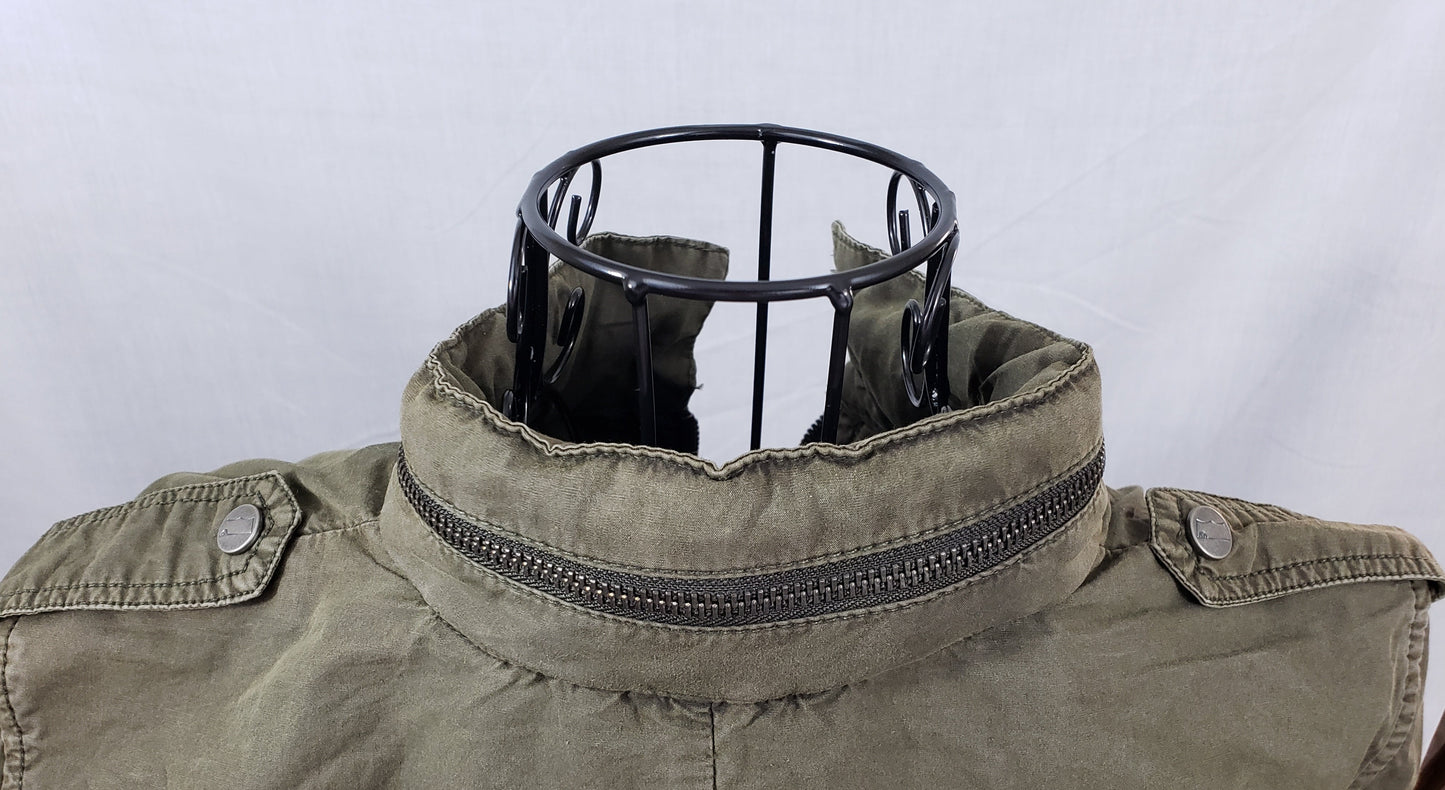 Levi Strauss & Co. Army Green Utilitarian Military Jacket with Hood - New