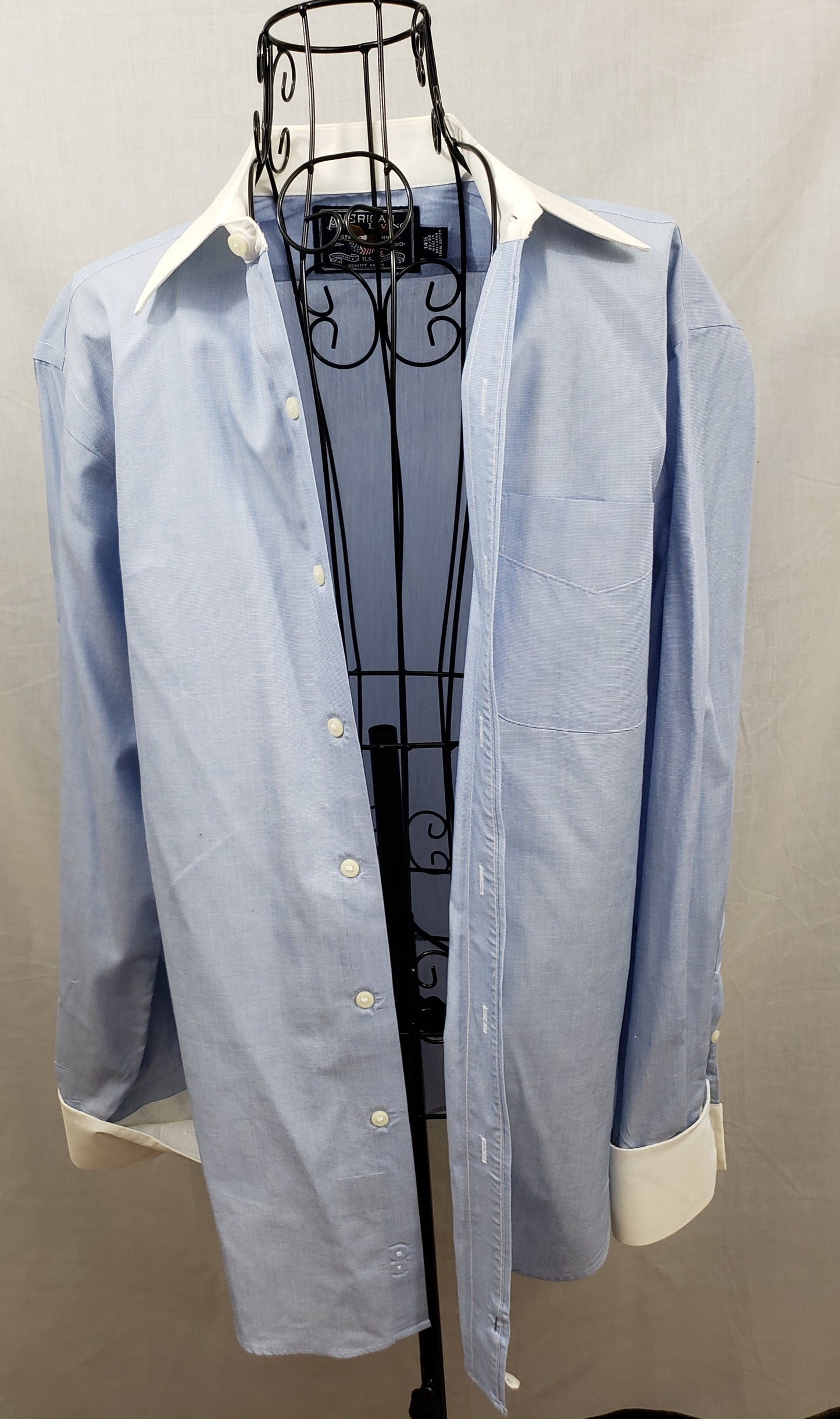 French Cuff Blue and White Shirt