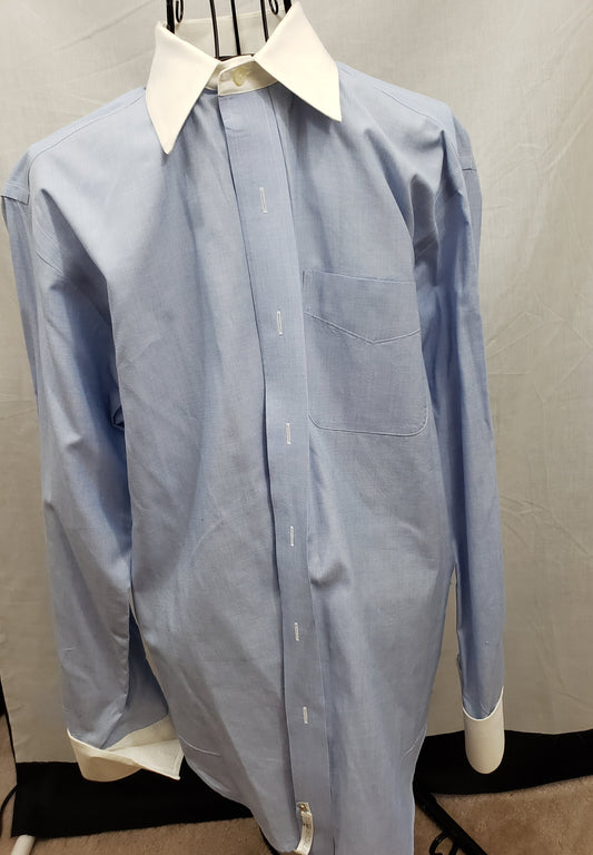 French Cuff Blue and White Shirt