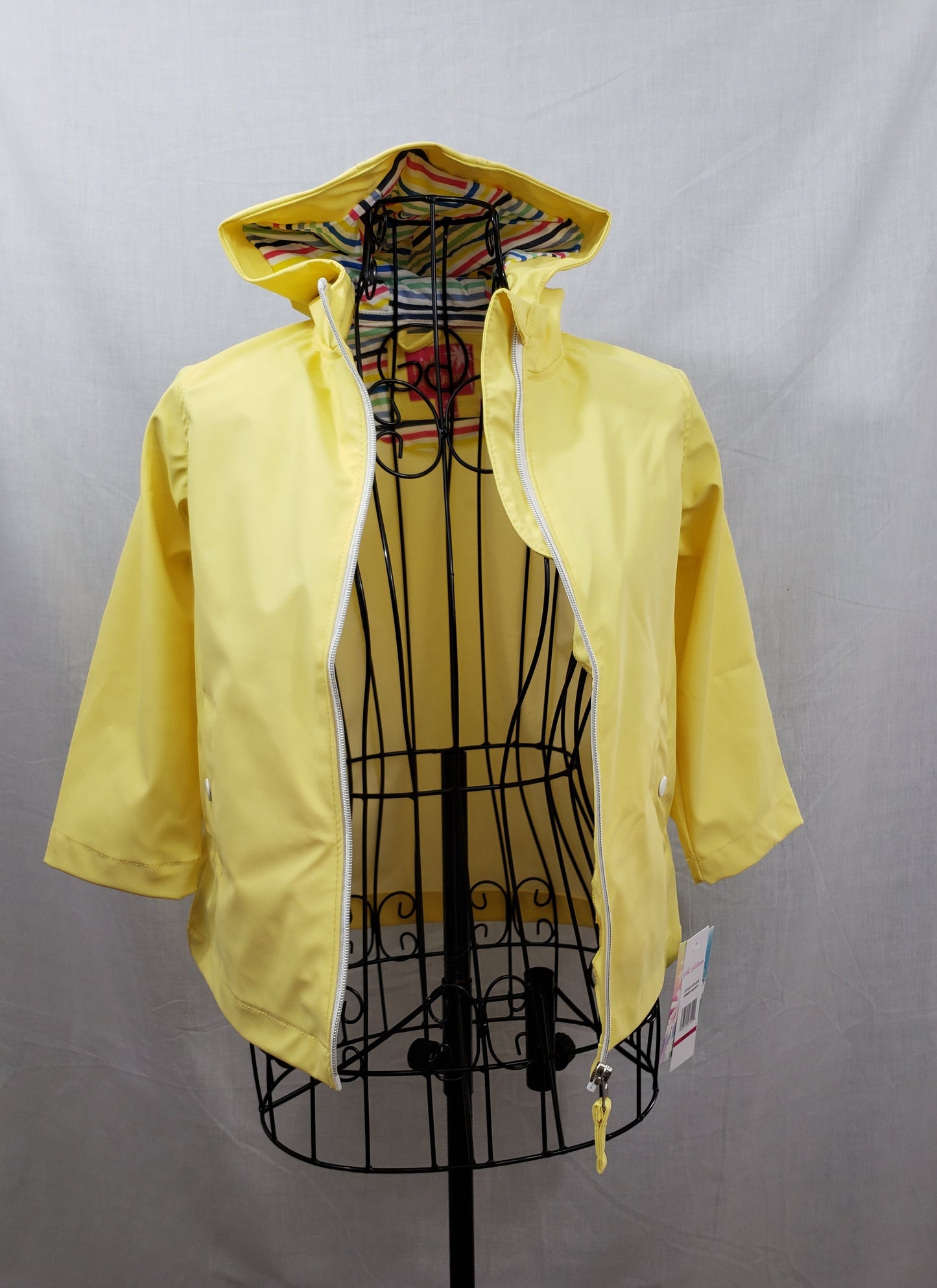 Pink Platinum Yellow Hooded Raincoat - New