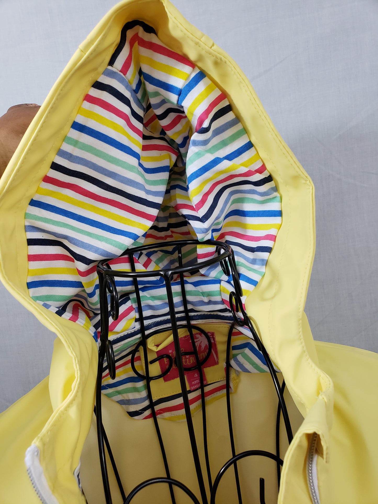 Pink Platinum Yellow Hooded Raincoat - New