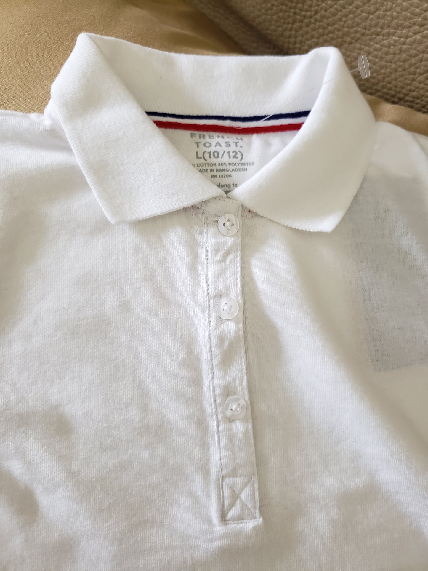 French Toast White Button Down Polo Shirt and Navy Blue Skirt /Skort - New