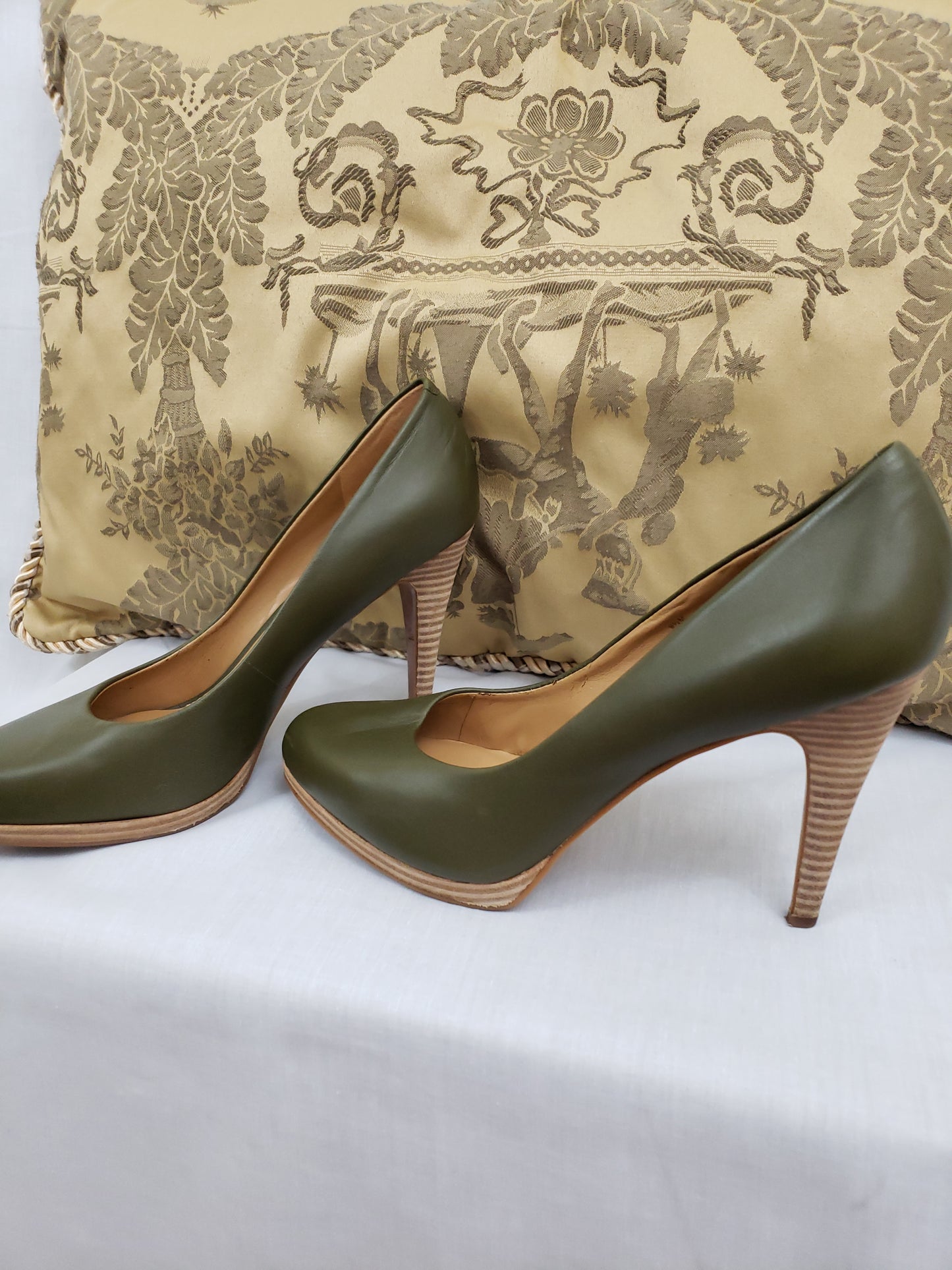 Nine West Leather Shoe - Olive Green
