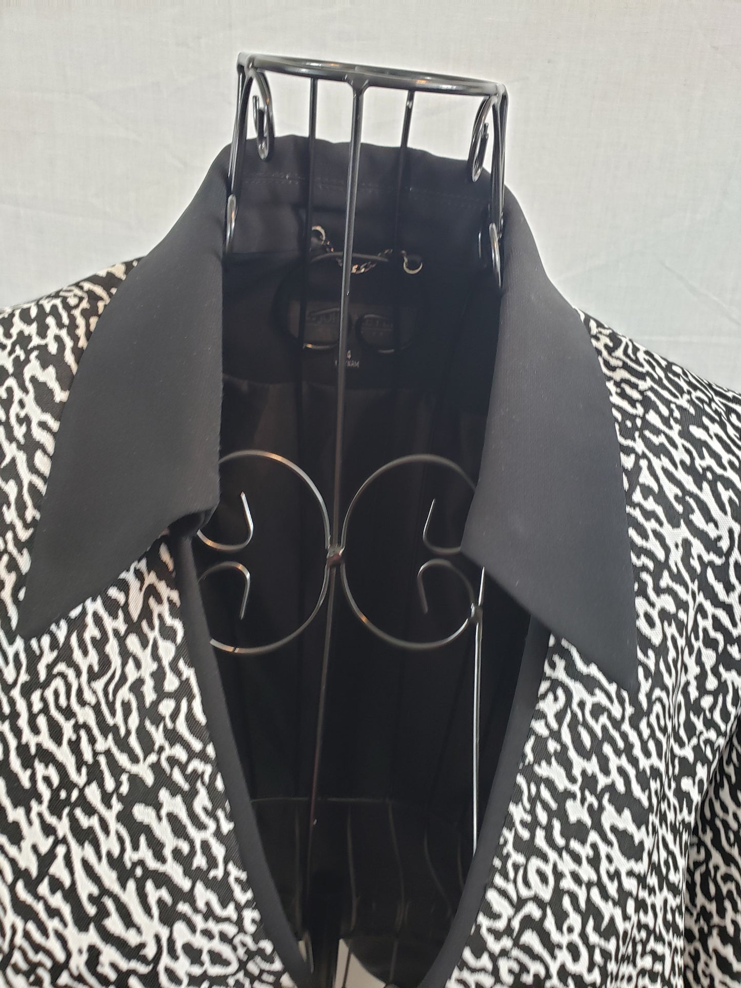 John Meyer Collection Blazer - Speckled Black and White - Black Collar and Trim