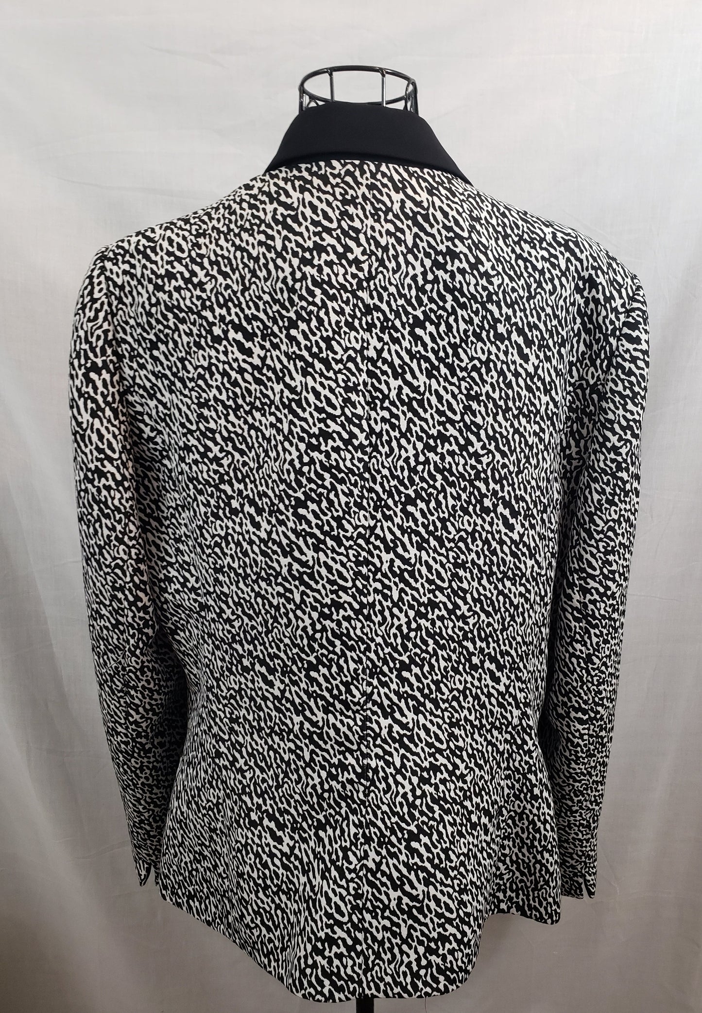 John Meyer Collection Blazer - Speckled Black and White - Black Collar and Trim