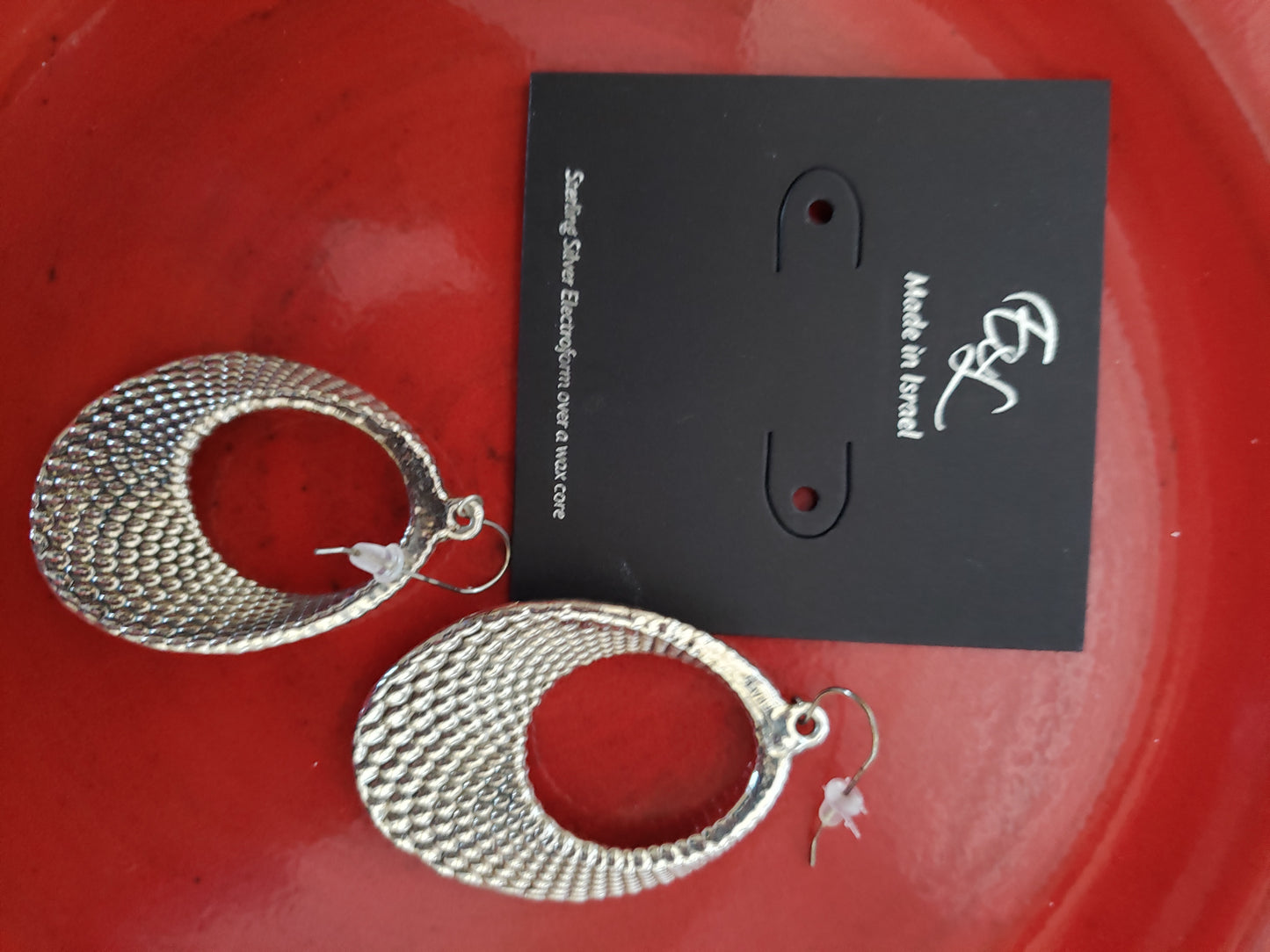 E&L Sterling Silver Earrings - Electroform - Israel - New